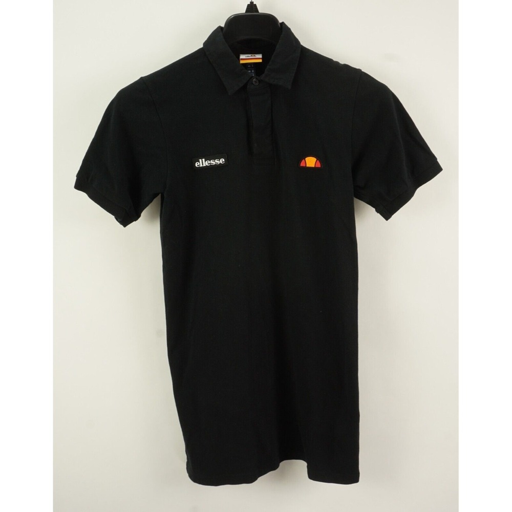New ellesse Mandel Pique‎ Collared Polo Mini Shirt Dress Women's S Small Black